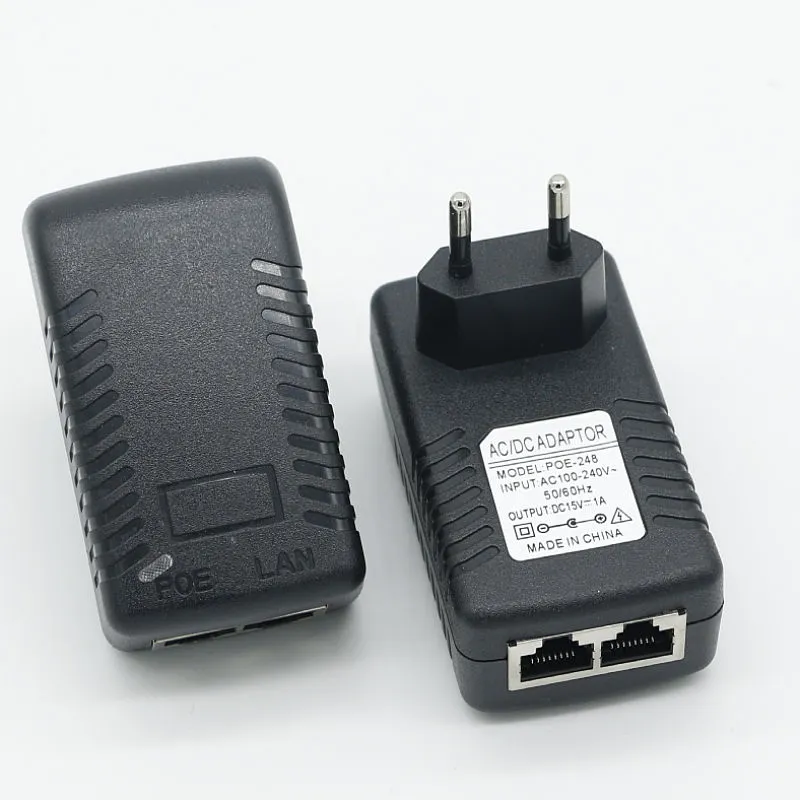 15V 1A hormako muntaketa euro entxufea Ethernet POE injektorea