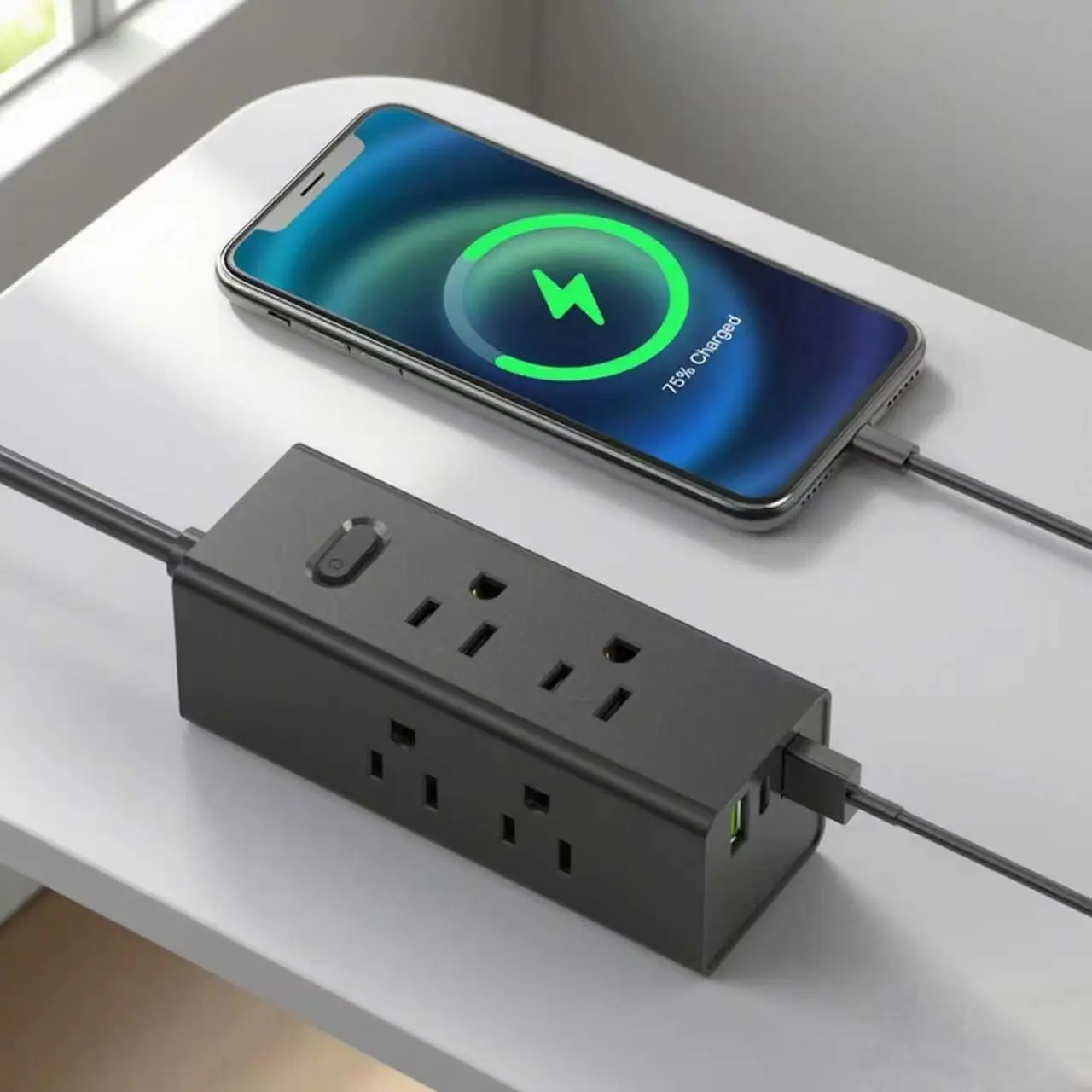 AEBetako Power Strip USB entxufe laua luzapen-kablearekin Bidaiatzeko Power Strip